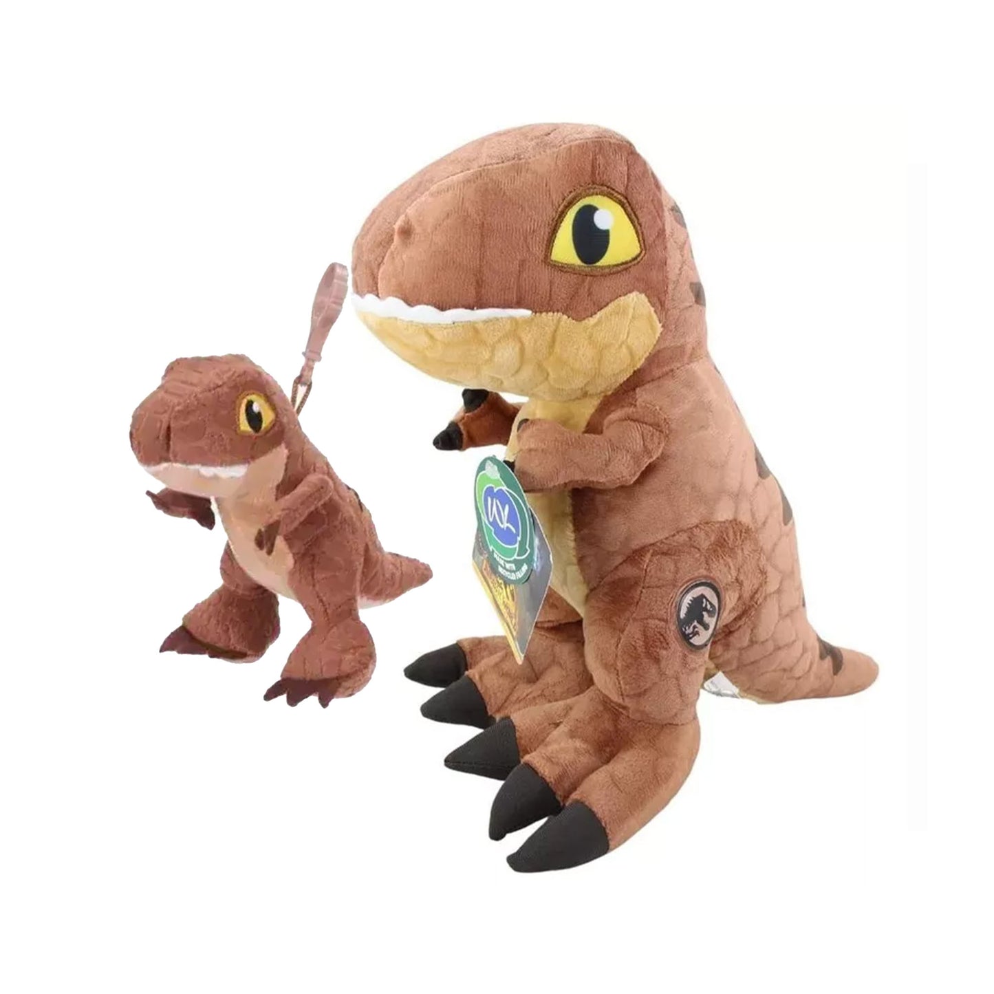 Tyrannosaurus Rex | Official Jurassic World Dominion Plush Soft Toy & Bag Clip BUNDLE